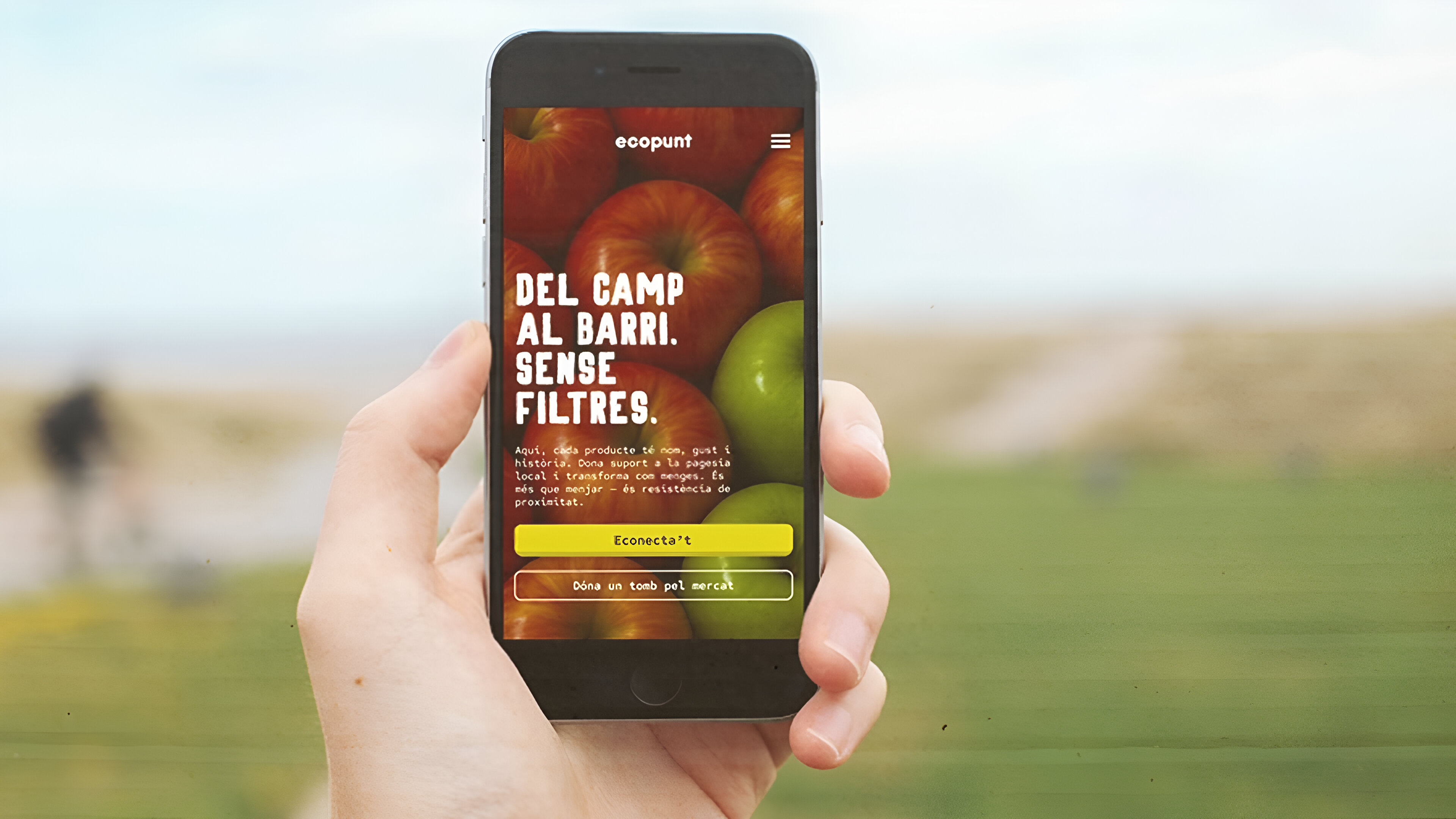Mockups. A mosaic of UI screens from different pages and sections of the site is shown. The screens feature green, brown, and pastel tones on white backgrounds.