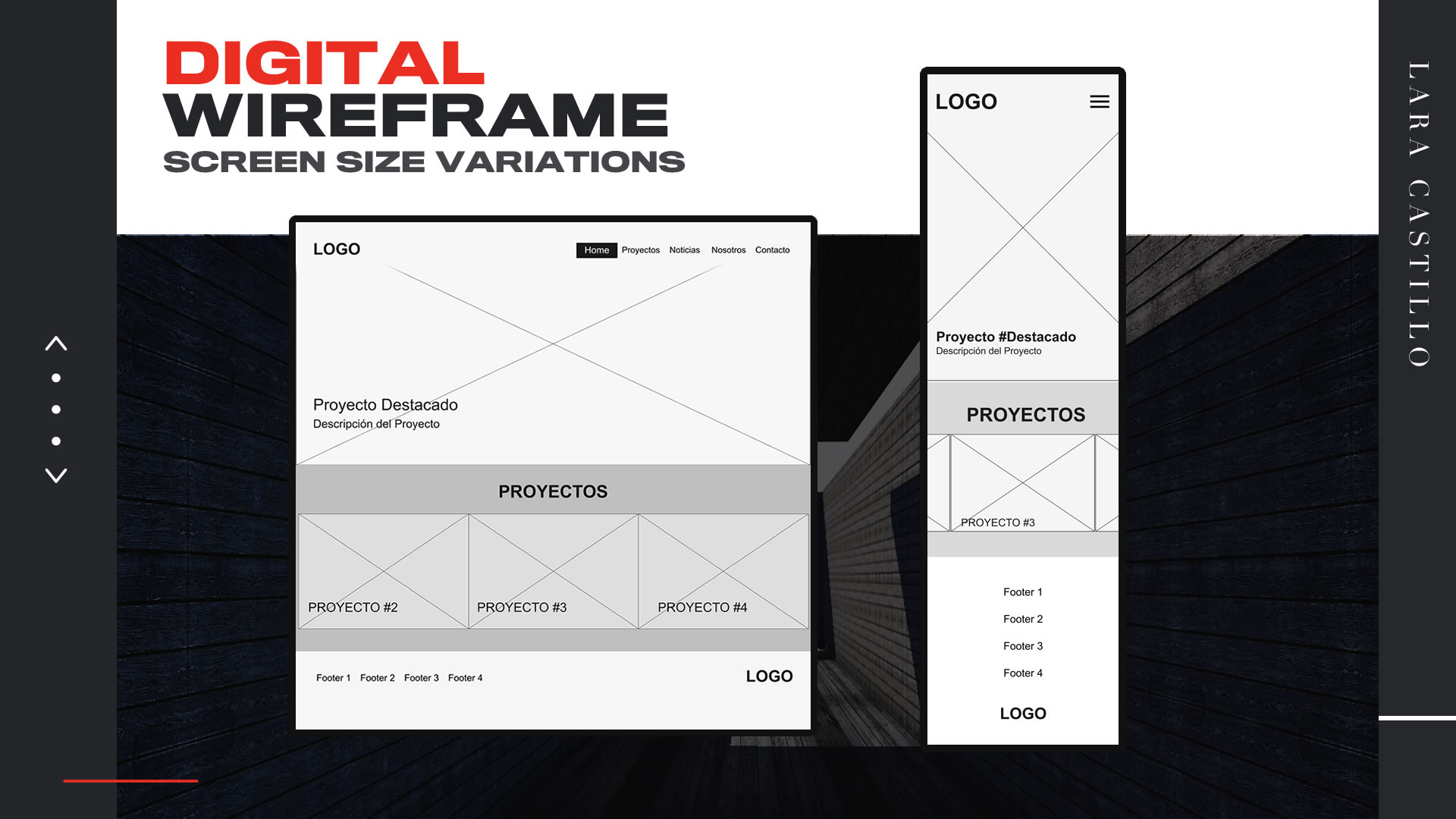 Final versions of the 'Paper Wireframes'. Two sketches are shown: one for larger screens like laptops or desktops, and the other for mobile devices.