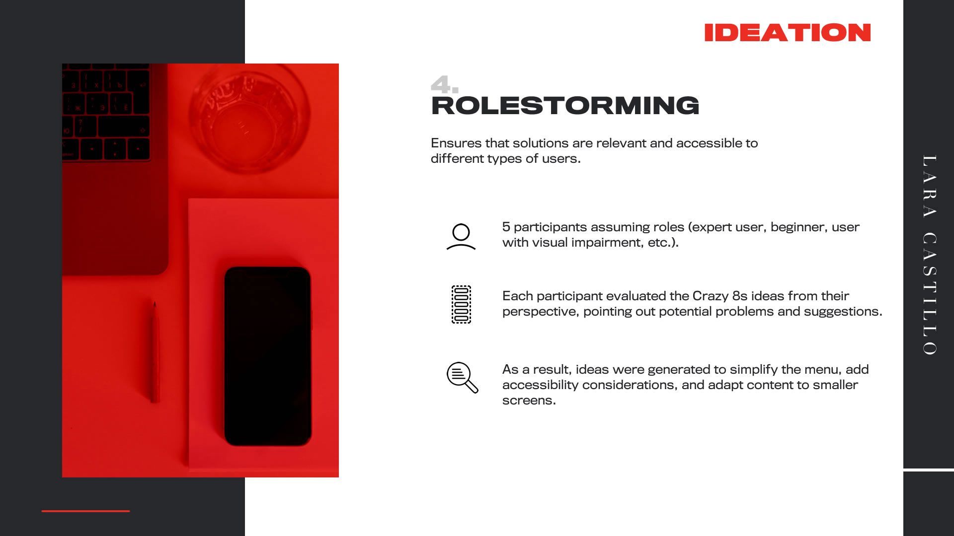 Infographic on ideation sessions. This slide: Rolestorming. It includes number of participants, process information, and results of the session.